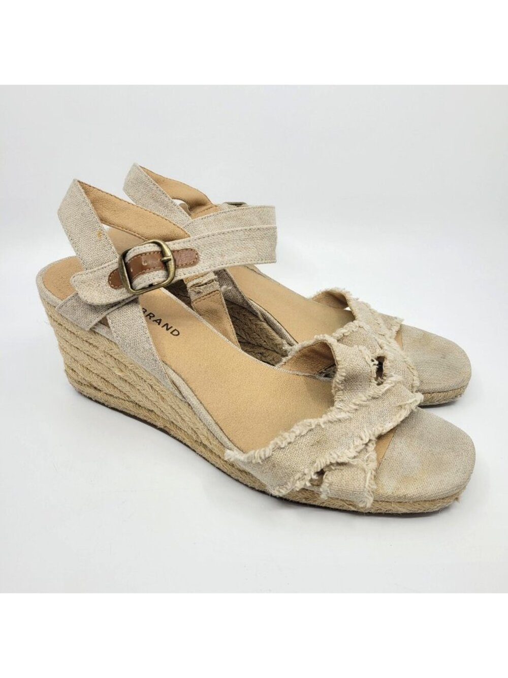 Lucky Brand Margaline Espadrilles Women's Size 9 Rope Wedge Raw Edge Sandals